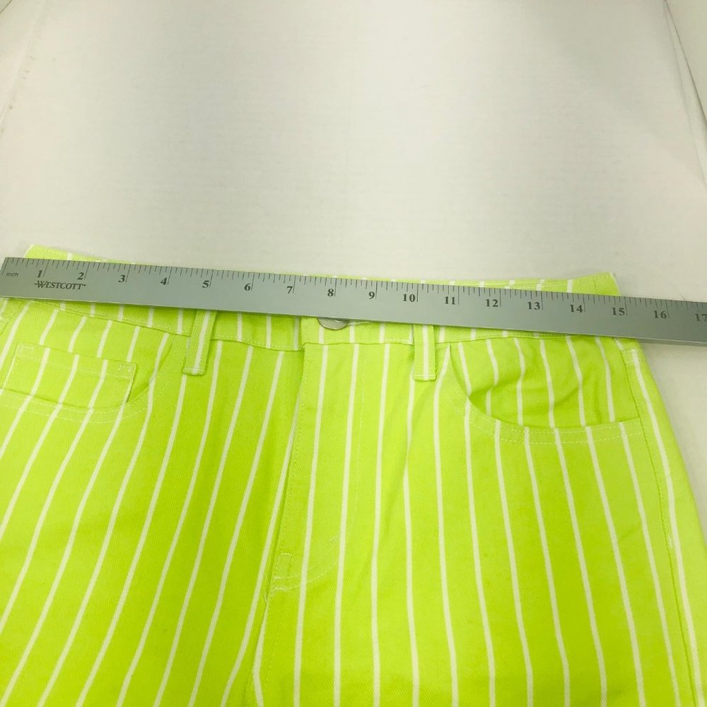 Victor Glemaud Women's Size 2 High Rise Straight Leg Jeans Green Pinstripe NWOT - Picture 5 of 9